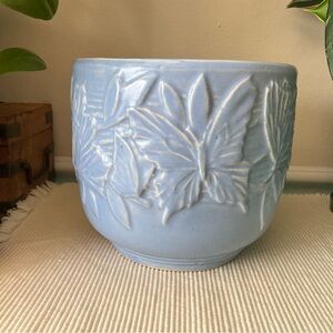 Large McCoy butterfly cache pot planter vintage pale blue